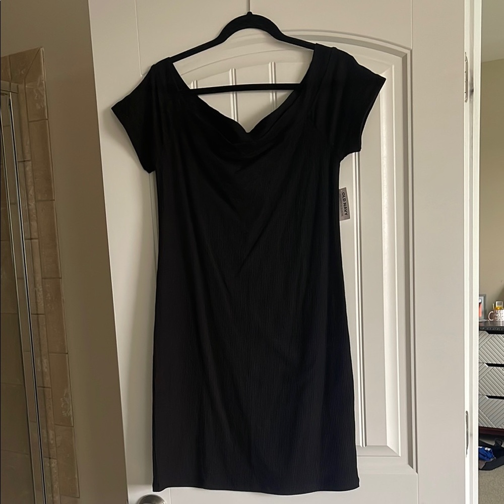 Old Navy Black Cowl Neck Sheath Mini Dress